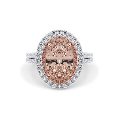 Lab Grown Pink Diamond Halo Engagement Ring in 14K White and Rose Gold (3  5/8 ct. tw.)