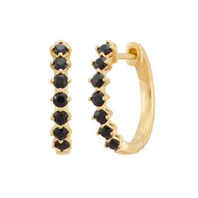Onyx Hoop Earrings in 10K Yellow Gold