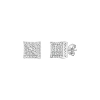 Diamond Cluster Stud Earrings in Sterling Silver (1/4 ct. tw.)