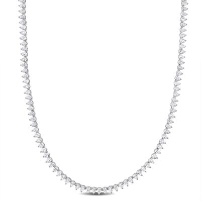 Lab-Created White Sapphire Tennis Necklace in Sterling Silver, 18”