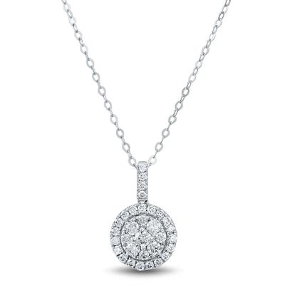 Lab Grown Diamond Round Cluster Pendant in 14K White Gold (5/8 ct. tw.)