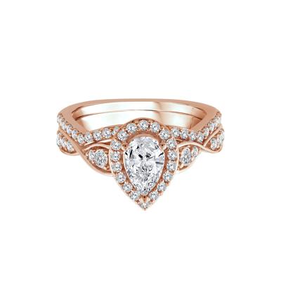 Lab Grown Diamond Pear-Shaped Engagement Ring in 10K Rose Gold (1 1/3 ct. tw.)