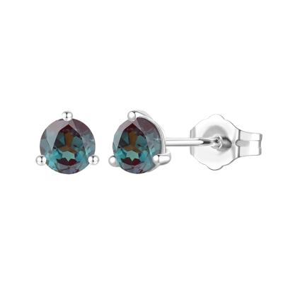 Lab-Created Alexandrite Stud Earrings in 10K White Gold