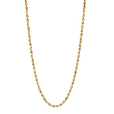 Polished Hollow Rope Chain in 14K Yellow Gold, 18"