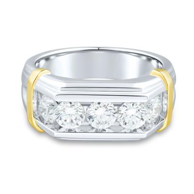 Lab Grown Diamond Men's Five-Stone Ring in 10K White & Yellow Gold (2 ct. tw.)