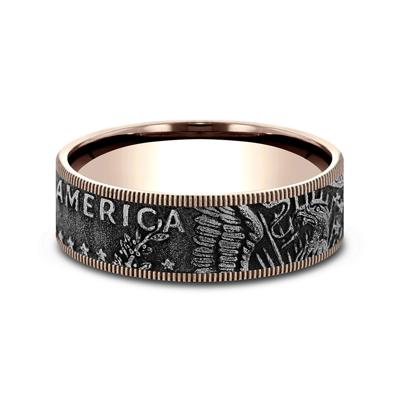 Men’s Tantalum Coin Wedding Band in 14K Rose Gold