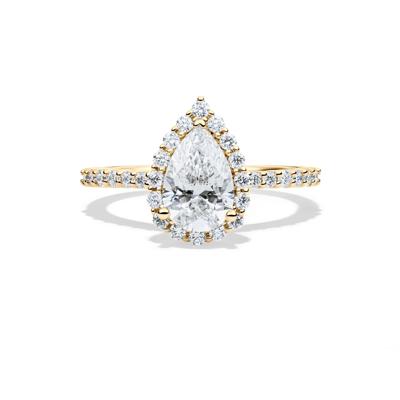 Lab Grown Diamond Pear-Shaped Halo Engagement Ring in 14K Yellow Gold  (1 3/4 ct. tw.)