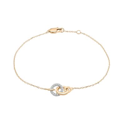Two-Tone Diamond Linked Circle Bracelet in 14K White and Yellow Gold (1/10 ct. tw.)