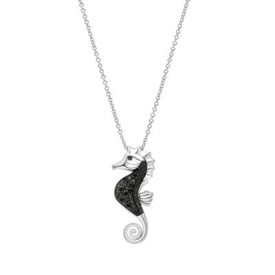Black Diamond Seahorse Pendant in Sterling Silver (1/10 ct. tw.)