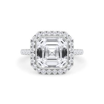 Lab Grown Diamond Asscher-Cut Halo Engagement Ring in Platinum (4 3/4 ct. tw.)
