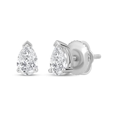 Lab Grown Diamond Pear-Shaped Solitaire Stud Earrings in 14K White Gold (1/2 ct. tw.)