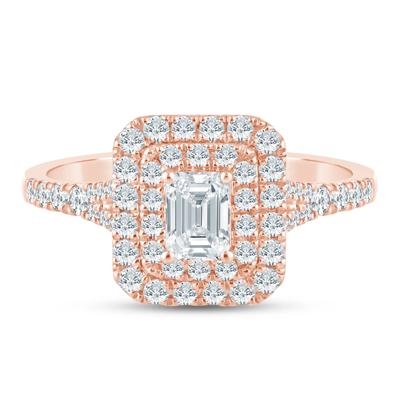 Diamond Double Halo Engagement Ring in 14K Rose Gold (1 ct. tw.)