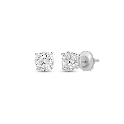 Lab Grown Diamond Round Solitaire Stud Earrings in 14K White Gold (3 ct. tw.)