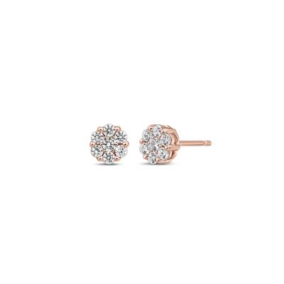 1/2 ct. tw. Diamond Flower Stud Earrings in 10K Rose Gold