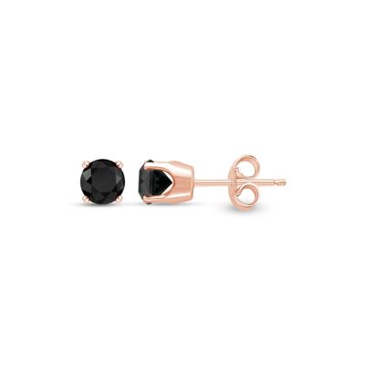 3 ct. tw. Black Diamond Stud Earrings in 14K Rose Gold