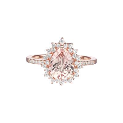 Pear-Shaped Morganite & Diamond Starburst Ring in 10K Rose Gold (1/4 ct. tw.)