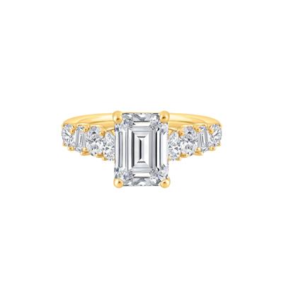 Lab Grown Emerald-Cut Diamond Engagement Ring in 14K Yellow Gold (4 ct. tw.)