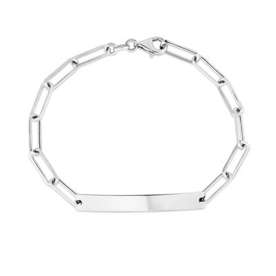 Engravable ID Wide Paperclip Link Bracelet in Sterling Silver
