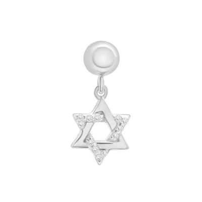 Diamond Accent Star of David Bead Charm in Sterling Silver