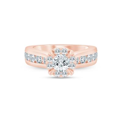 Round Diamond Engagement Ring with Channel-Set Diamond Band in 14K Rose Gold (2 ct. tw.)