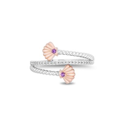 Ariel Shell Diamond and Amethyst Wrap Ring in Sterling Silver and 10K Rose Gold (1/10 ct. tw.)