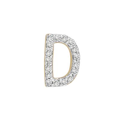 Single-Letter Stud Earring “D” with Diamond Accents in 10K Yellow Gold