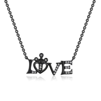 Evil Queen Diamond Love Pendant in Black Rhodium Plated Sterling Silver (1/10 ct. tw.)