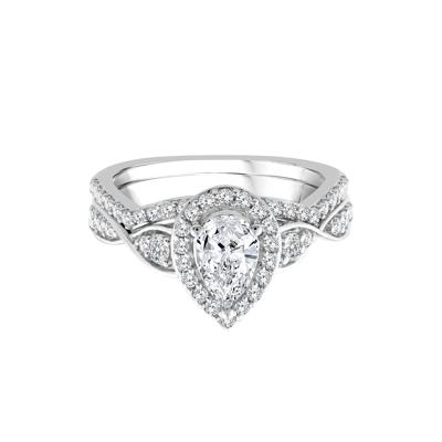Lab Grown Diamond Pear-Shaped Engagement Ring in 10K White Gold (1 1/3 ct. tw.)