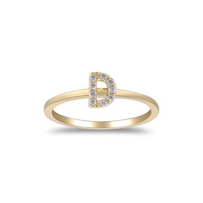 Diamond Accent "D" Initial Ring in 10K Yellow Gold