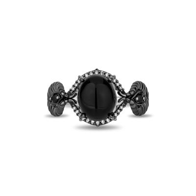 Maleficent Onyx and Diamond Ring in Sterling Silver (1/10 ct. tw.)