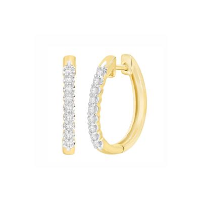 Diamond Hoop Earrings in 10K Yellow Gold (3/8 ct. tw.)