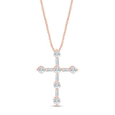 Lab Grown Diamond Cross Pendant in 14K Rose Gold (1/3 ct. tw.)