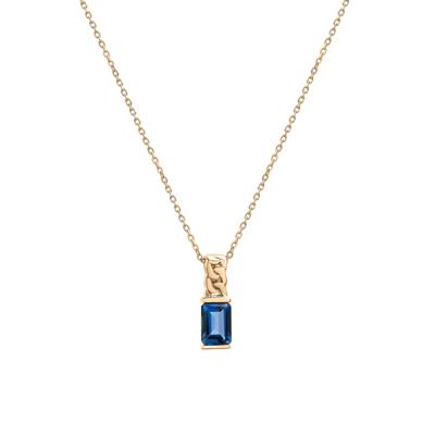 London Blue Topaz Curb Link Pendant in Vermeil
