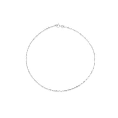 Ankle Bracelet with Singapore Chain in 14K White Gold, 10”
