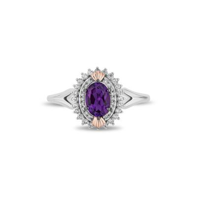 Amethyst and Diamond Ariel Ring in Sterling Silver and 14K Rose Gold (1/5 ct. tw.)