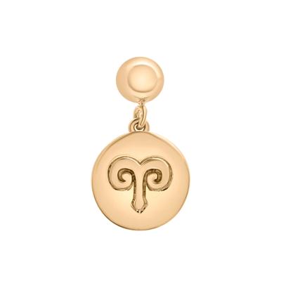 Aries Zodiac Disc Bead Charm in Vermeil