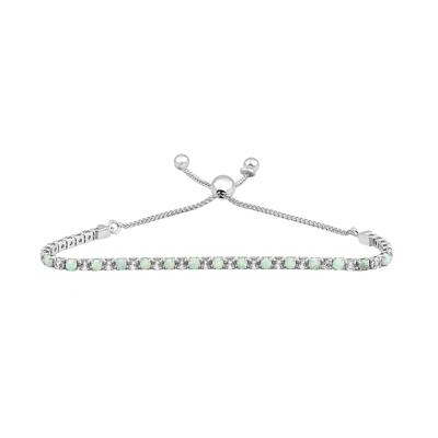 Lab Created Opal & White Sapphire Bolo Bracelet in Sterling Silver