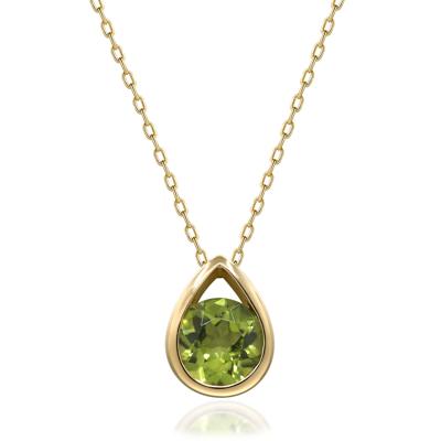 Round Peridot Pendant in 10K Yellow Gold