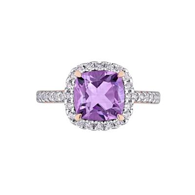 Amethyst & White Topaz Ring in 10K Rose Gold