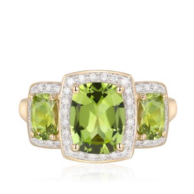 Peridot and Diamond Ring in 10K Yellow gold (1/5 ct. tw.)