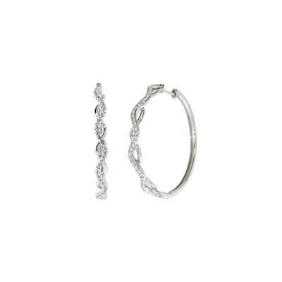Lab Created White Sapphire Hoop Earrings in Sterling Silver