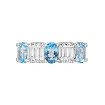 Blue and White Topaz Band in Sterling Silver