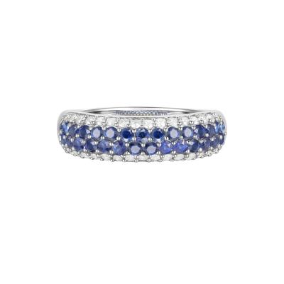Blue Sapphire and Diamond Ring in 10K White Gold (3/8 ct. tw.)
