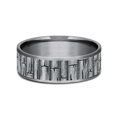 Men’s Bamboo Stalks Wedding Band in 14K Gold & Tantalum, 7.5MM