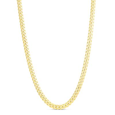Solid Miami Curb Chain in 14K Yellow Gold, 5MM, 24”