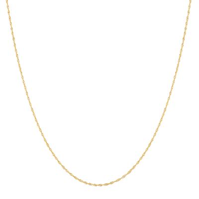 Solid Singapore Chain in 14K Yellow Gold, 1.3MM, 16"