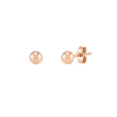 Polished Half Ball Stud Earrings in 14K Rose Gold, 4MM