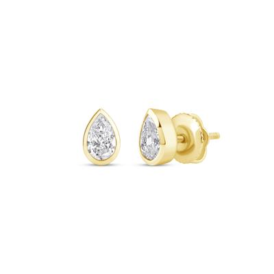 Lab Grown Diamond Bezel-Set Pear-Shaped Solitaire Stud Earrings in 14K Yellow Gold (1/2 ct. tw.)