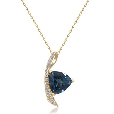 London Blue Topaz and Diamond Pendant in 10K Yellow Gold (1/4 ct. tw.)