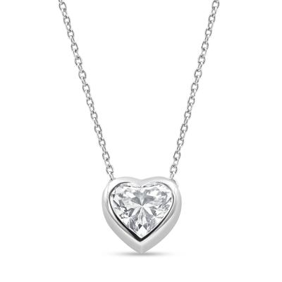 Lab Grown Diamond Bezel-Set Heart Pendant in 14K White Gold (1 ct. tw.)